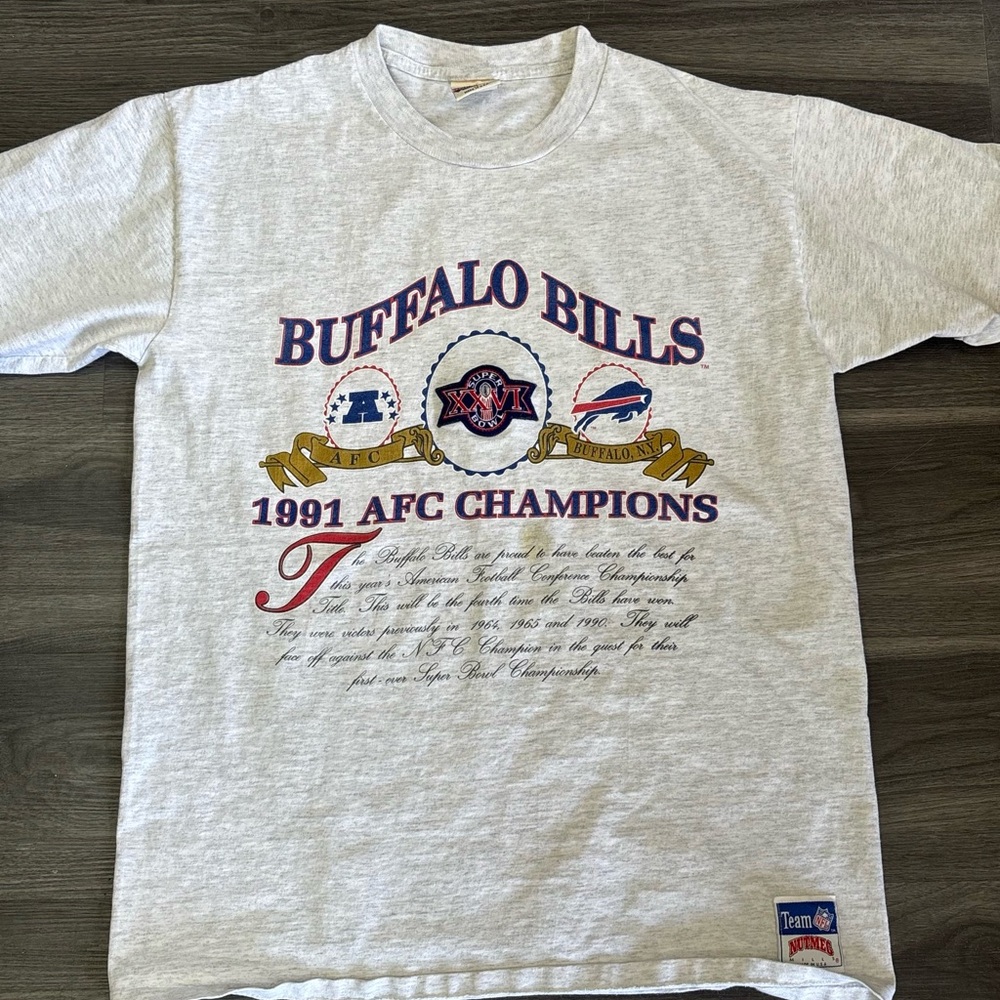 Vintage Nutmeg Buffalo Bills 1991 AFC Champions Graphic Tee - Gray XL BillsMafia